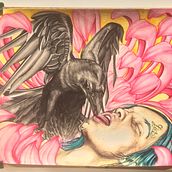 Death girl and raven. Acuarela Ein Projekt aus dem Bereich Artistische Zeichnung, Bildende Künste, Comic, Zeichnung, Design von Figuren, Traditionelle Illustration und Aquarellmalerei von Nachos Nachos - 28.10.2019