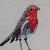 Feliz con mi Petirrojo. Un progetto di Ricamo di Carolina Quezada - 04.11.2019