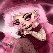 Bruja Rosa . Un projet de Créativité, Dessin, Conception de personnages, Illustration traditionnelle et Illustration numérique de VaneKone Ilustración - 01.12.2018
