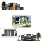 Anteproyecto Vivienda Pareada dos plantas techo curvo. Architecture project by Juan Carlos Echeverría Cantabrana - 10.31.2019