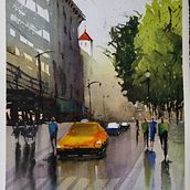 Mi primer paisaje al estilo Pito Campos. Pintura em aquarela projeto de Guillermo Ortega Sierra - 25.11.2019