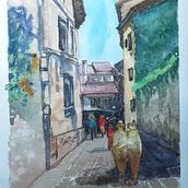 Mi Proyecto del curso: Paisajes urbanos en acuarela. Watercolor Painting project by Rafa Lampón - 11.25.2019