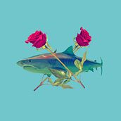 Shark and Roses. Fine Arts, Realistic Drawing, and Graphic Design project by Alvaro García - 11.27.2019