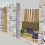Restaurante Tridente, Santiago de Compostela. Un proyecto de Arquitectura interior, Concept Art, Creatividad, Diseño 3D, Diseño de interiores, Diseño gráfico, Diseño industrial y Paisajismo de Úrsula Barrios Canalejo - 02.12.2019