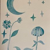 Monochromatic Moon Flowers. Un projet de Aquarelle de lara_m_dill - 06.12.2019