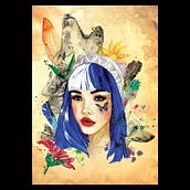 Retrato ilustrado en acuarela: Bailando con Lobos. Fine Arts, Collage, Comic, Artistic Drawing, Portrait Drawing, Design, Graphic Design, Digital Illustration, Watercolor Painting, Photo Retouching, Instagram, and Social Media project by Jose Antonio Morillo - 12.07.2019
