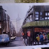 My project in Urban Landscapes in Watercolor course. Een project van Aquarelschilderen van lhasa67 - 08.12.2019