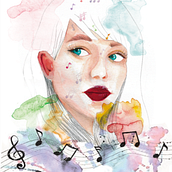 Mi Proyecto del curso: Retrato ilustrado en acuarela . Lukisan Cat Air proyek oleh Ornella Vera - 12.08.2019