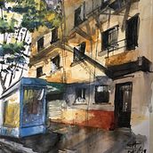 Mi Proyecto del curso: Paisajes urbanos en acuarela . Arhitectură de Jacinto Echeverría - 12.11.2019