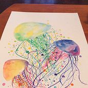 Medusas. Watercolor Painting project by carly_montoyap - 12.15.2019