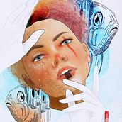 My project in Illustrated Portrait in Watercolour course. Traditional illustration project by Baris Oztekin - 12.18.2019