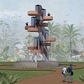 My project in Graphic Representation of Architectural Projects course - Observation Tower . Een project van Digitale architectuur,  Architecturale illustratie, L y scaping van Echa Fadhila - 02.02.2020