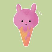 Helado Conejito de fresa. Un proyecto de Creatividad, Diseño de personajes e Ilustración infantil de Alicia Campos - 17.12.2019