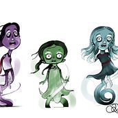 Las tres niñas fantasmales: Fábrica de personajes ilustrados. Fine Arts, Creativit, Drawing, and Traditional illustration project by Rho Ruska - 12.26.2019
