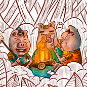 LOS TRES CERDITOS X NAGO 93. Editorial Design, Digital Illustration, and Children's Illustration project by Alejandro Navarrete - 12.28.2019