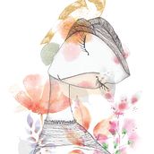 Mi Proyecto del curso: Retrato ilustrado en acuarela. Muchas gracias! Aprendí mucho y estoy feliz.. Fine Arts project by Andrea Paola Castillo Zúñiga - 09.24.2020