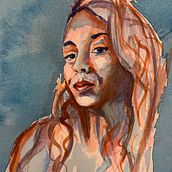 Bárbara en Acuarela. Een project van  Portrettekening y Aquarelschilderen van yanimotta - 16.01.2020