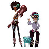 "Las 2 Rockeras Hippies y Los 2 Astronautas Circenses".. Drawing, Character Design, and Traditional illustration project by Jorge Cha - 01.19.2020