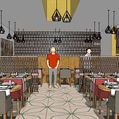 Proyecto Final: Restaurante Yaaj. 3D, Architecture, Interior Architecture, Creative Consulting, Lighting Design, Interior Design, Furniture Design, and Making project by Luis Manuel Ferro Romero - 01.20.2020