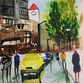 Mi Proyecto del curso: Paisajes urbanos en acuarela. Street Art, Artistic Drawing, and Watercolor Painting project by dsosab - 01.28.2020