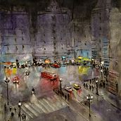 Ciudad de noche. Un proyecto de Pintura a la acuarela de Juan Jose Quintero Alcaraz - 29.02.2020