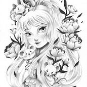A Lady and her mice. Pencil Drawing project by Siamés Escalante - 11.15.2019