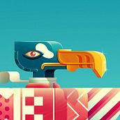 Pierwszy lot Geirfugla (Ilustracja geometryczna z trasą objętościową). Projekt z dziedziny  R, sunek art, st, czn, Projektowanie postaci, Ilustracja c, frowa, Trad, c, jna ilustracja i Grafika wektorowa użytkownika Atli Sigursveinsson - 21.02.2020