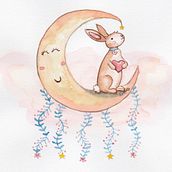 Un conejito en la luna: Mi proyecto del curso.... Children's Illustration project by dianalge - 02.28.2020
