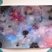 Proyecto final universo en tonos fríos y tinta china blanca. Watercolor Painting project by su_grant_g - 03.02.2020