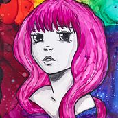 Space girl. Traditional illustration project by nyokareed - 02.29.2020