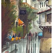 Meu projeto do curso: Paisagens urbanas em aquarela. Fine Arts, and Watercolor Painting project by Laz Muniz - 03.07.2020