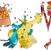 Los 4 extraterrestres borrachos. Projekt z dziedziny Sketching, Ilustracje dla dzieci, Projektowanie postaci, Trad, c i jna ilustracja użytkownika Elena - 17.03.2020