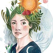 Hola Primavera!. Drawing, Artistic Drawing, Portrait Drawing, Traditional illustration, and Watercolor Painting project by Marina Pedrós - 03.20.2020