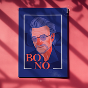 Bono U2. Traditional illustration, Digital Illustration, and Vector Illustration project by Teté Ganoza - 03.21.2020