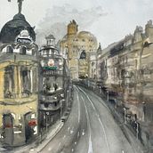 Mi Proyecto del curso: Madrid bajo el virus. Projekt z dziedziny Malowanie akwarelą użytkownika Almudena de la Peña - 03.04.2020