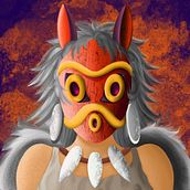 Mi Proyecto del curso: Ilustración digital con Procreate.  La princesa Mononoke , creó que me he pasado con las texturas 🤷‍♂️🤷‍♂️🤷‍♂️🤷‍♂️🤷‍♂️. Un proyecto de Ilustración digital de adrian.g.zabala - 26.03.2020