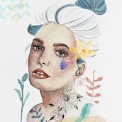 Meu projeto do curso: Retrato ilustrado em aquarela. Portrait Drawing project by Thaís Halmenschlager - 03.29.2020