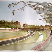 Paisajes urbanos en acuarela: L'Onyar en temps de confinament a Girona. Un proyecto de Arte urbano de MARIA MEZQUITA VIDAL - 28.03.2020