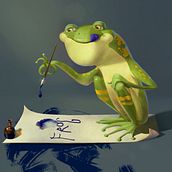 Frog Tries Her Hand at Calligraphy: Digital painting for characters :). Design de personagens, Ilustração infantil, e Concept Art projeto de Iryna Babanina - 29.03.2020