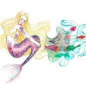 Mi interpretación de "La Sirenita" de Hans Christian Andersen. Fine Arts, Traditional illustration, Children's Illustration, and Watercolor Painting project by Laura Cardona - 04.11.2020