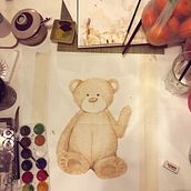 Monochrome Teddy Bear. Projekt z dziedziny Ilustracje dla dzieci,  Malarstwo i Malowanie akwarelą użytkownika Leela Johansen - 01.04.2020