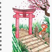 Mi Proyecto del curso: Ilustración en acuarela con influencia japonesa. Traditional illustration project by Ana Martha Valdés Jaramillo - 04.03.2020