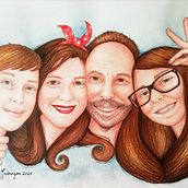 My family ❤️. Portrait Drawing, and Watercolor Painting project by Ana Madragoa - 03.18.2020