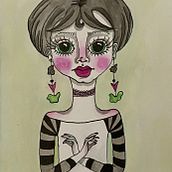 Portrait of a Skinny Lady. Un proyecto de Dibujo, Ilustración tradicional y Pintura de Klára Máchová - 04.04.2020