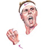 Mi caricatura de Rafa Ndal. Pencil Drawing, Artistic Drawing, Realistic Drawing, Traditional illustration, and Watercolor Painting project by Óscar del Amo - 04.07.2020