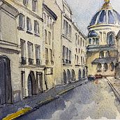 Rue Mazarine, Paris. Artistic Drawing, and Watercolor Painting project by rezza - 04.07.2020