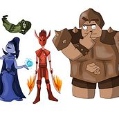 4 Guerreros Elementales. Character Design project by marlenps047 - 04.09.2020