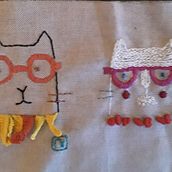Pareja gatuna con hilo y aguja. Arts, Crafts, Embroider, Creativit, and Traditional illustration project by Cecilia Verza - 04.09.2020