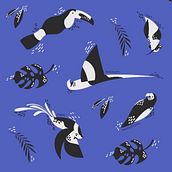 Panama Birds. Traditional illustration, and Pattern Design project by Natalia Tertusio - 04.09.2020