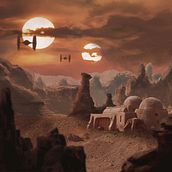  Matte painting cinematográfico Tattoine - amanecer ( La llegada del Imperio). Graphic Design project by Ismael Diaz Corrales - 04.09.2020